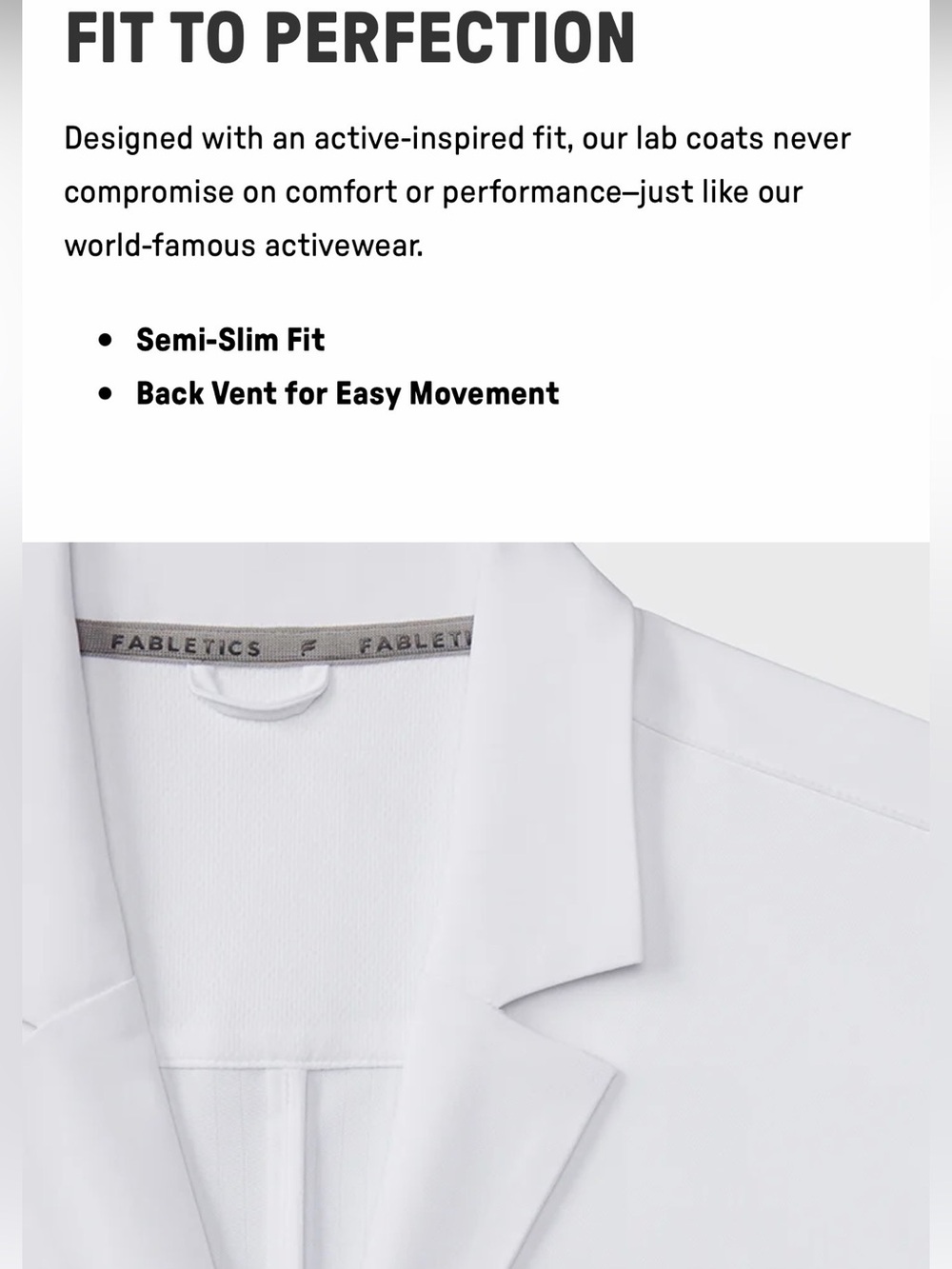 Fabletics Axis stretch White Women's Lab Coat Classic Long Medical Jacket sz XL - Picture 9 of 10